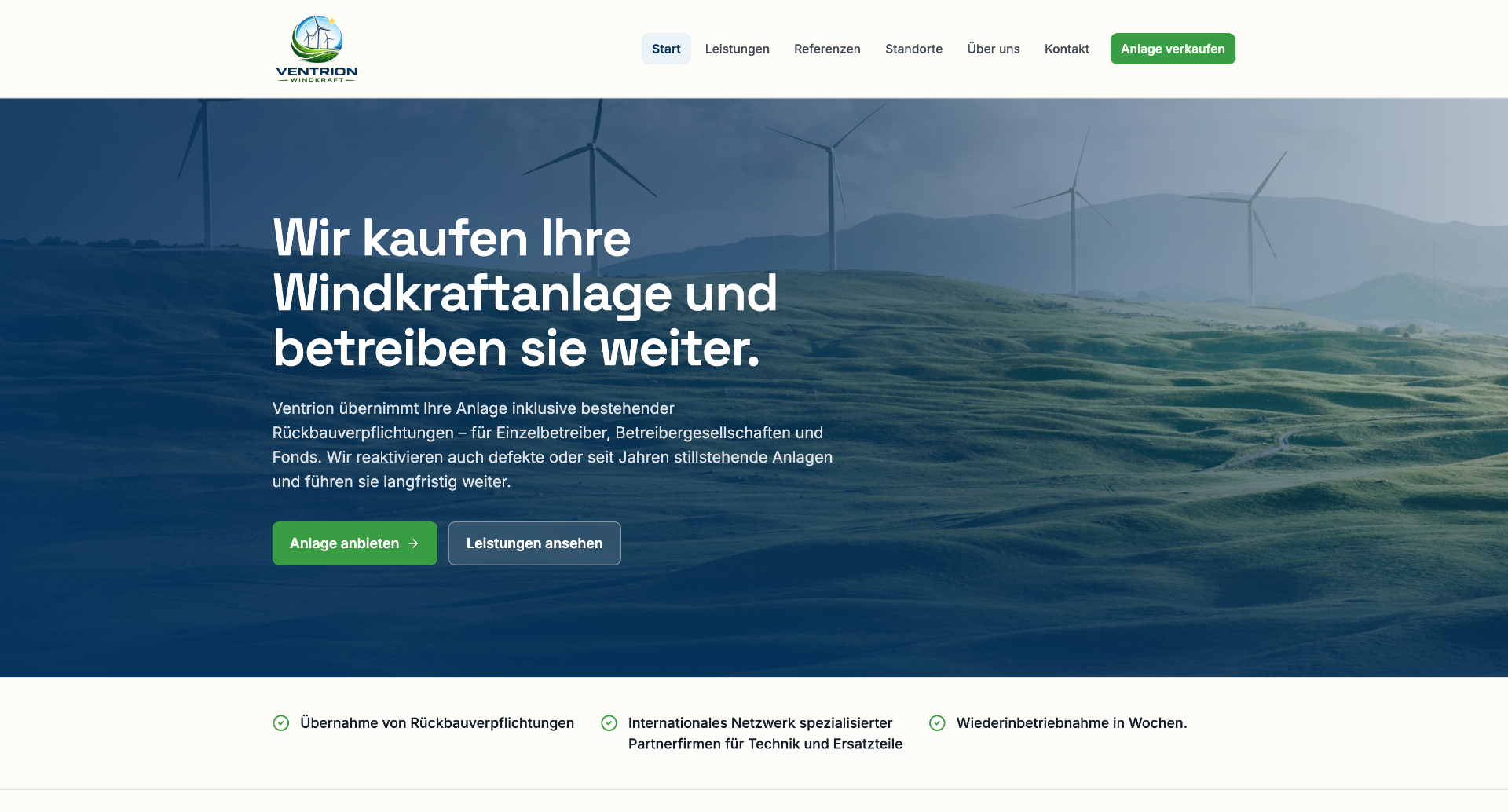 Screenshot Ventrion Windkraft