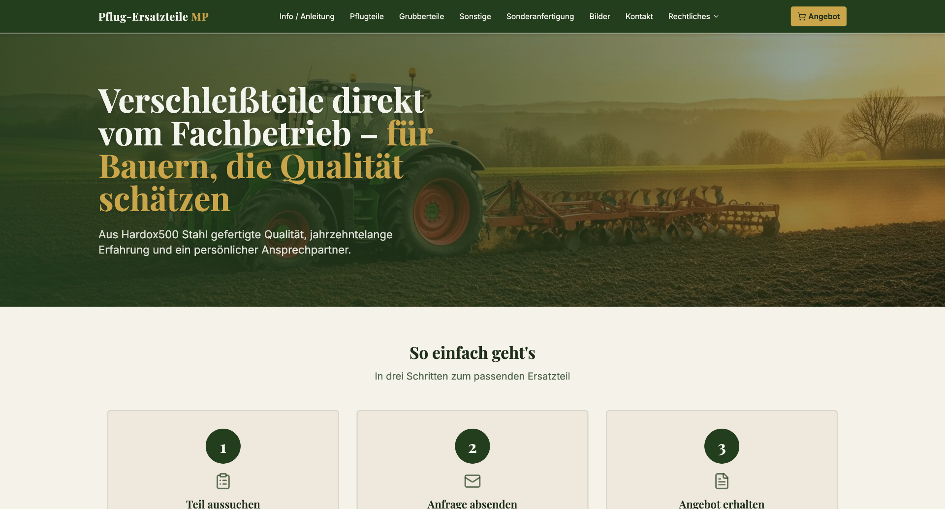 Screenshot Pflug Ersatzteile MP
